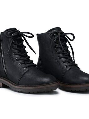 Ankle Boots for Women Comfortable: Lace-up Flat Combat Boots Fall